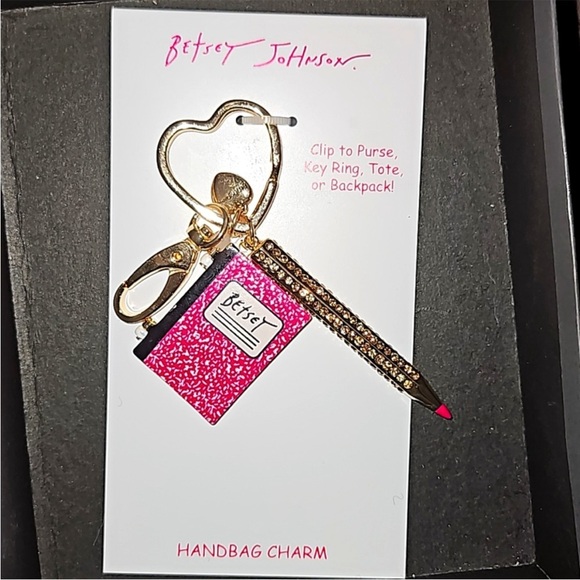 *NWT* Betsey Johnson Handbag Charm Notebook & Bling Pencil - Picture 2 of 7